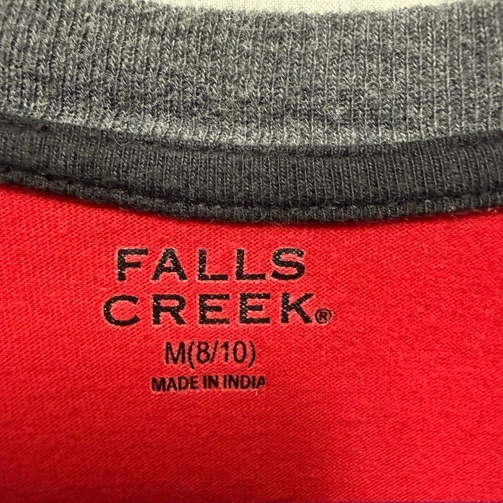 Falls Creek Red and Gray Skull Graphic Long Sleeve Youth 8-10 Tee 0143 - Picture 3 of 4